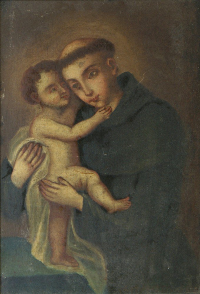 18th/19th c Continental School, oil on canvas, Sa: 18th/19th c Continental School, oil on canvas, Saint & Child, 16" x 11", relined