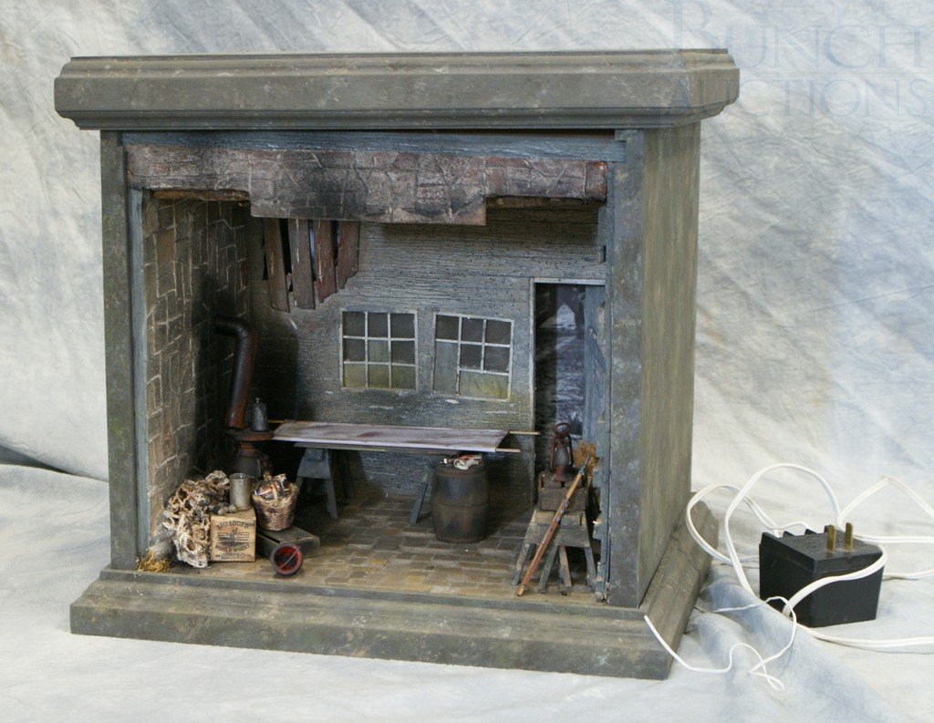 Bomb Shelter diorama, electrified, 13" h x 14" w : Bomb Shelter diorama, electrified, 13" h x 14" w x 11" d