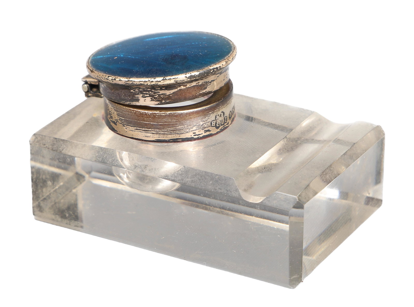 Sterling, Crystal & Enamel Inkwell (1 of 4)