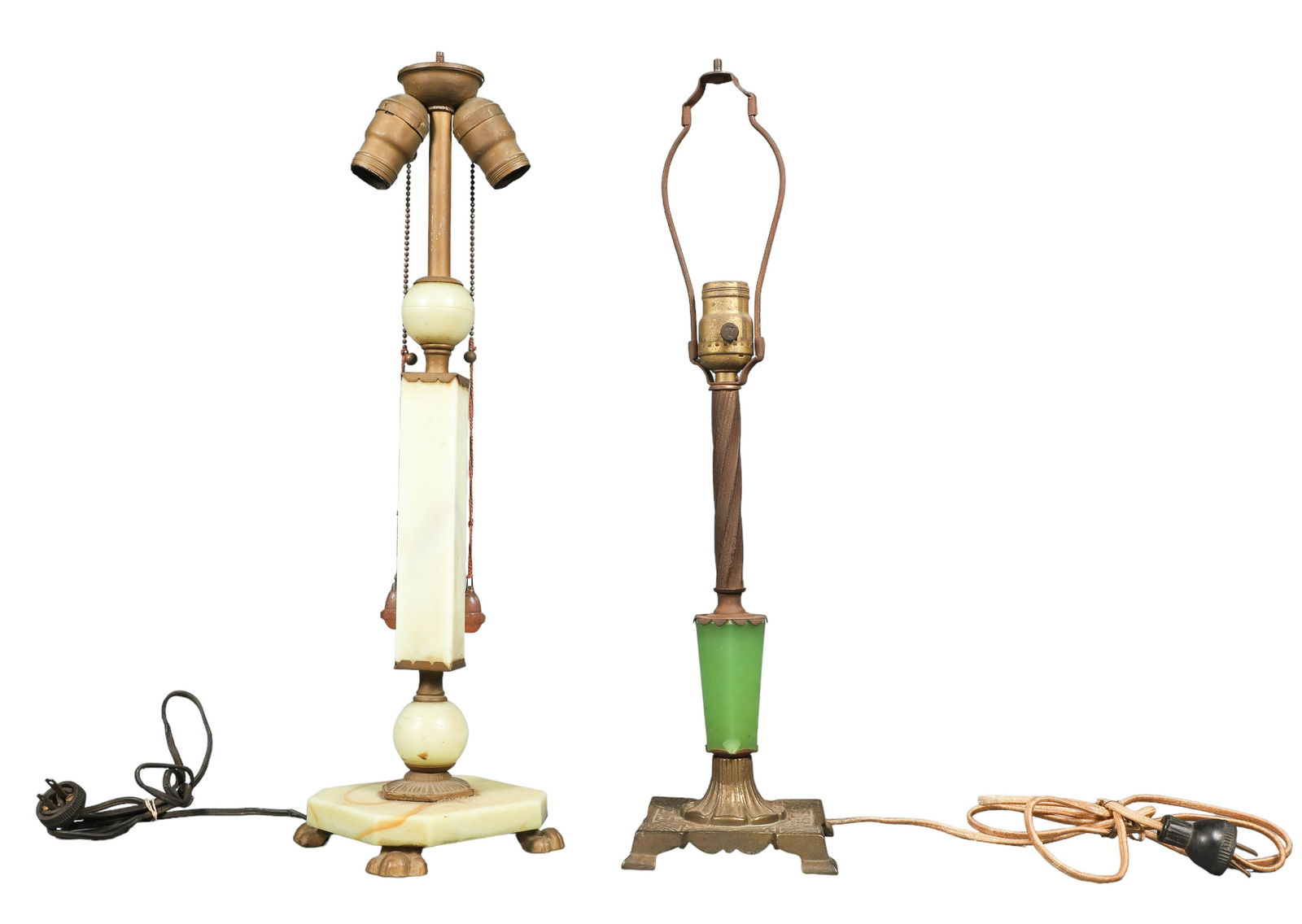 (2) Green Glass Table Lamps (1 of 2)