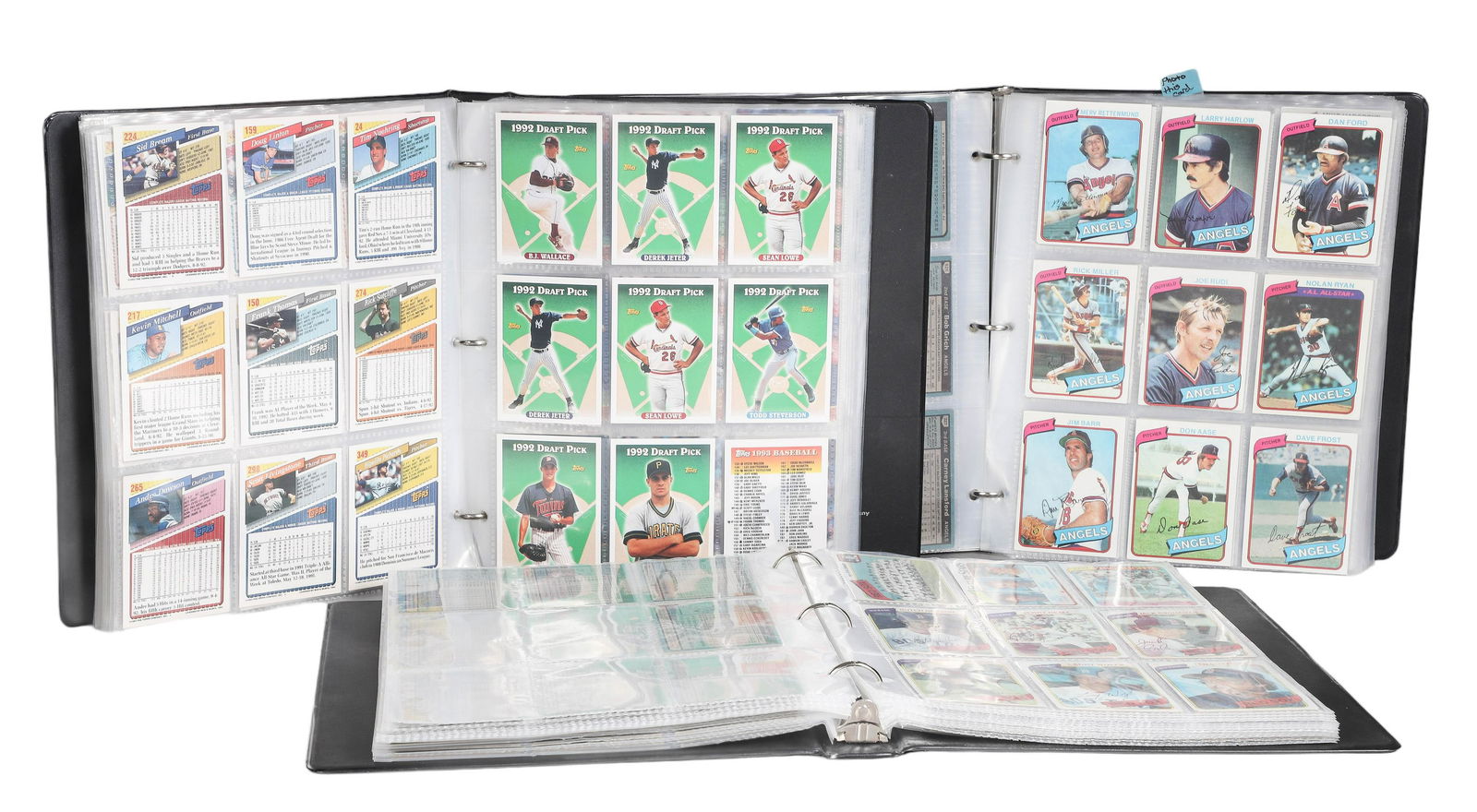 1980 Topps and 1993 Topps Baseball Cards: 1980 Topps and 1993 Topps Baseball Cards to include 1980 Topps baseball set by team, does include Ricky Henderson no. 482 rookie card VG-VG+, Nolan Ryan no. 580 VG grouping is in (2) binders, 1993 Top