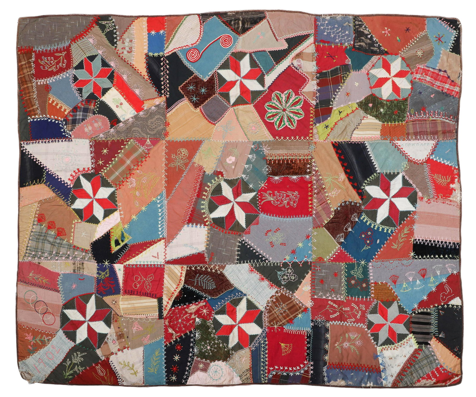 Hand Sewn and Embroidered Crazy Quilt (1 of 6)