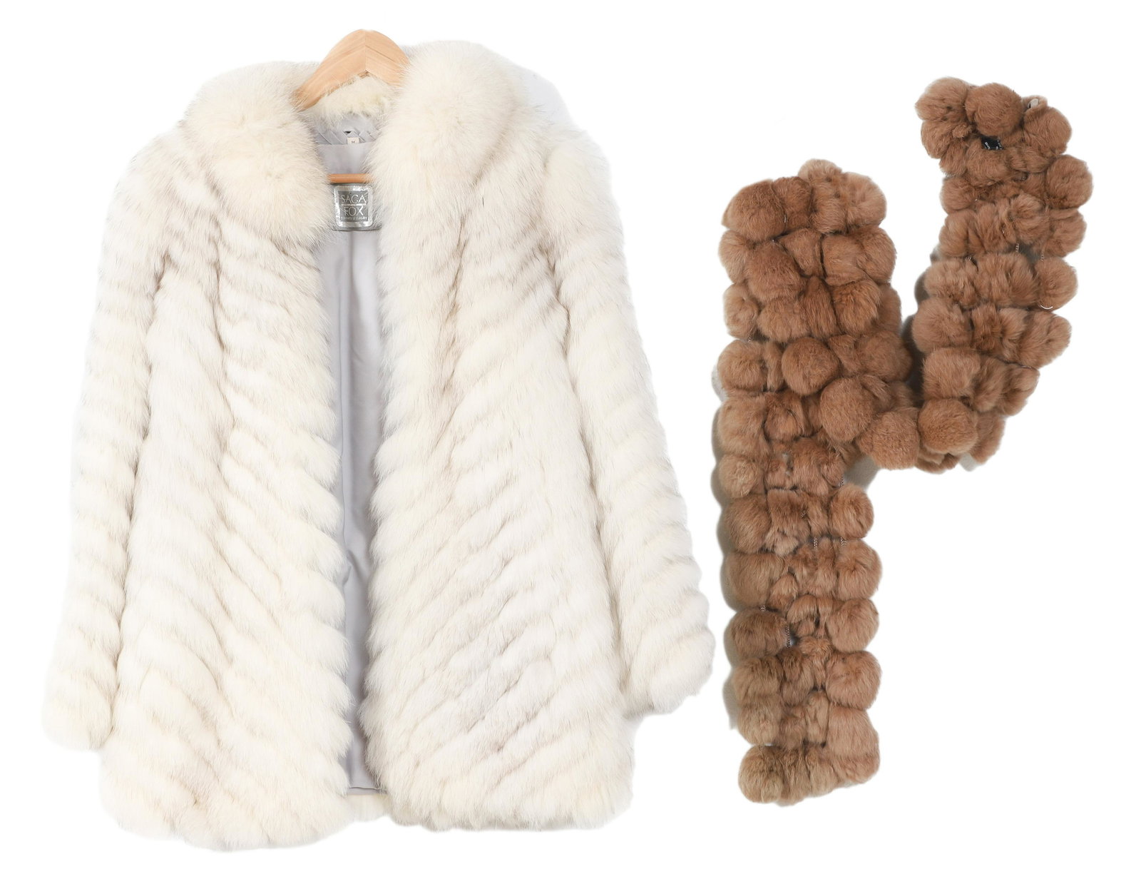 Saga Fox Fur Coat and Rabbit Scarf (1 of 3)