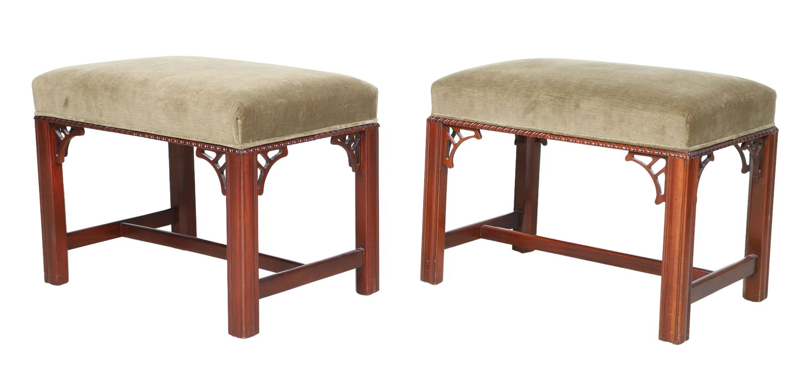 Pair Hickory Chair Co Chinese Chippendale style benches (1 of 3)