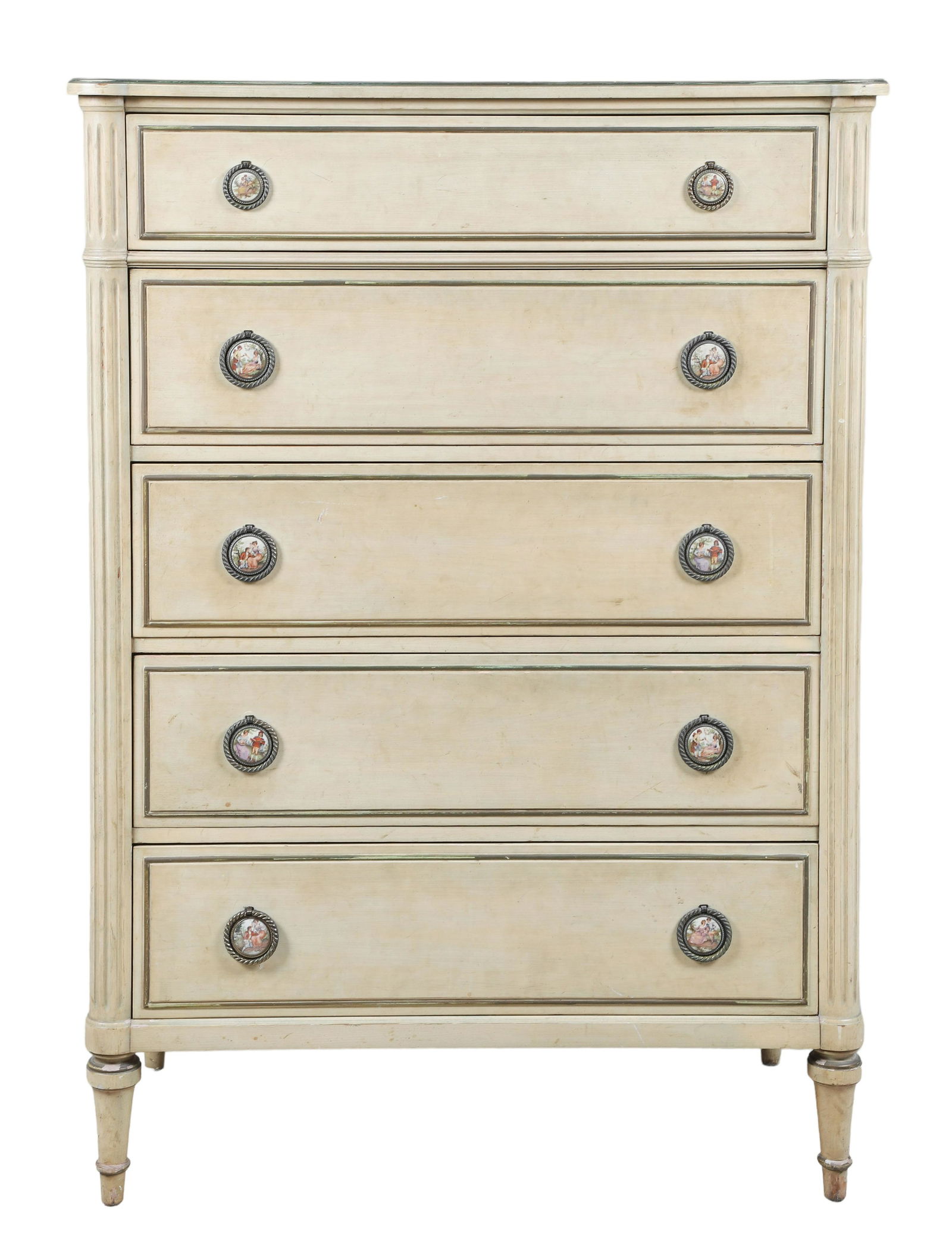 Davis Co Louis XVI style paint decorated high chest (1 of 9)