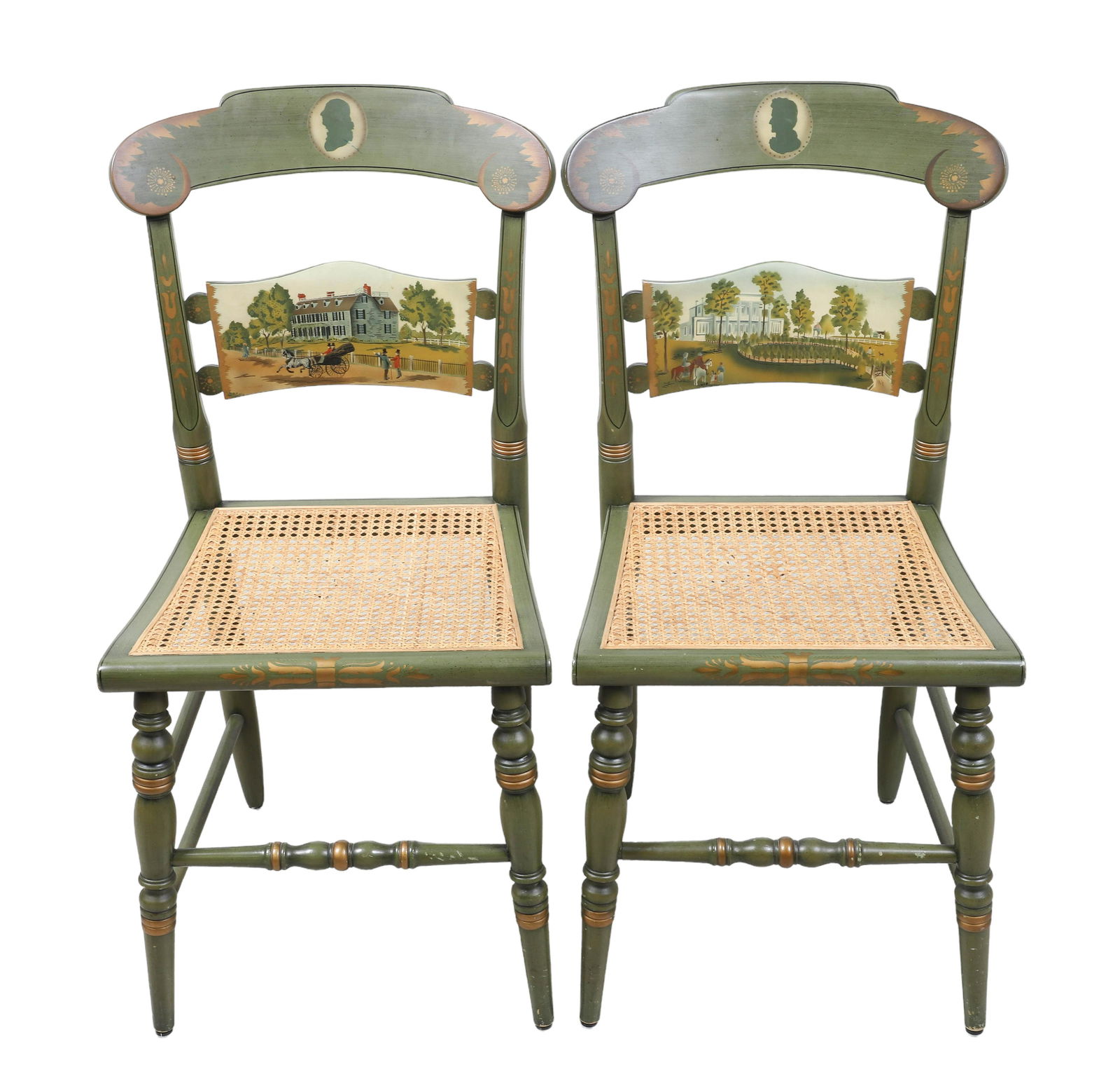(2) Hitchcock paint decorated side chairs (1 of 6)