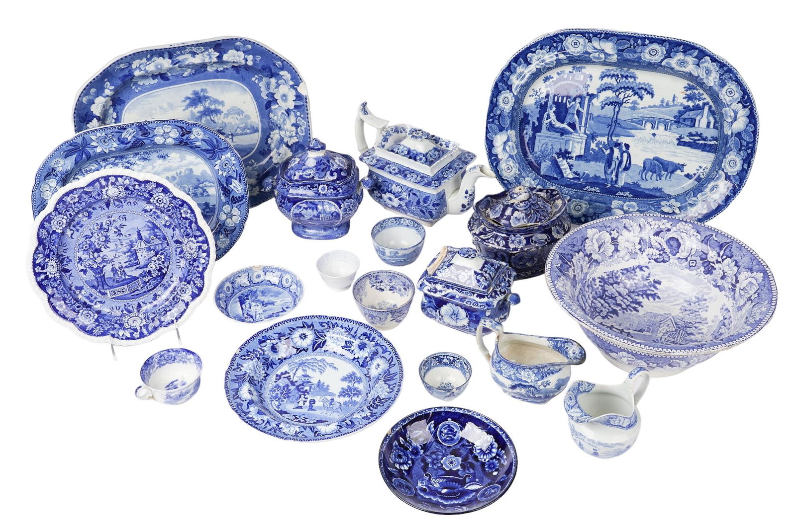 Blue Transferware Tea and Table Items (1 of 3)