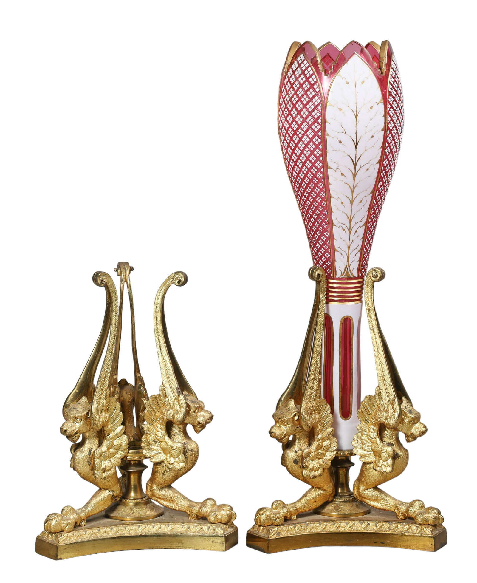 Gilt Bronze Tri-Partite Winged Dragon Vase Mounts (1 of 3)