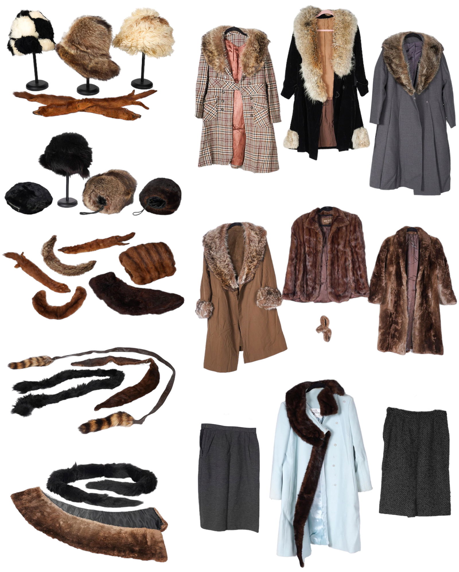 A Large Vintage Fur Coat and Accessories Group (1 of 9)
