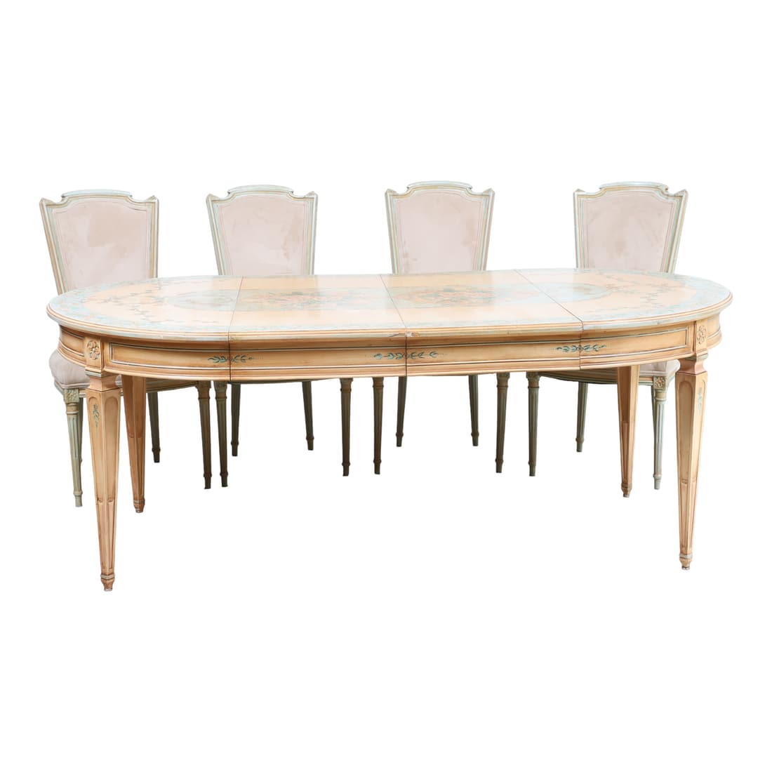 (5) pc Louis XVI style paint decorated dining set (1 of 5)