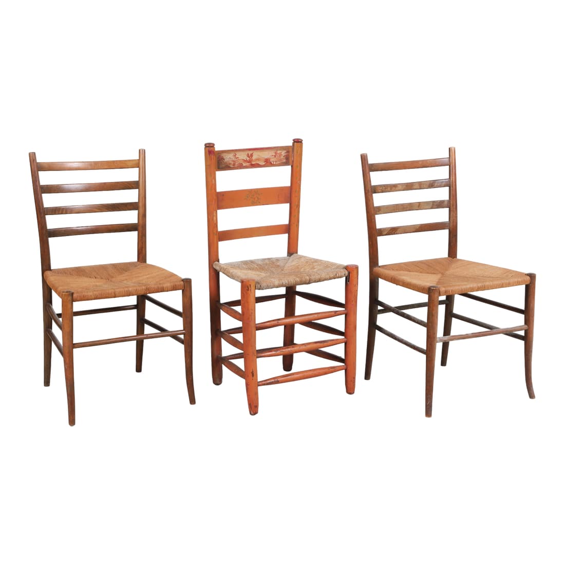 (3) Ladderback rush seat side chairs (1 of 3)