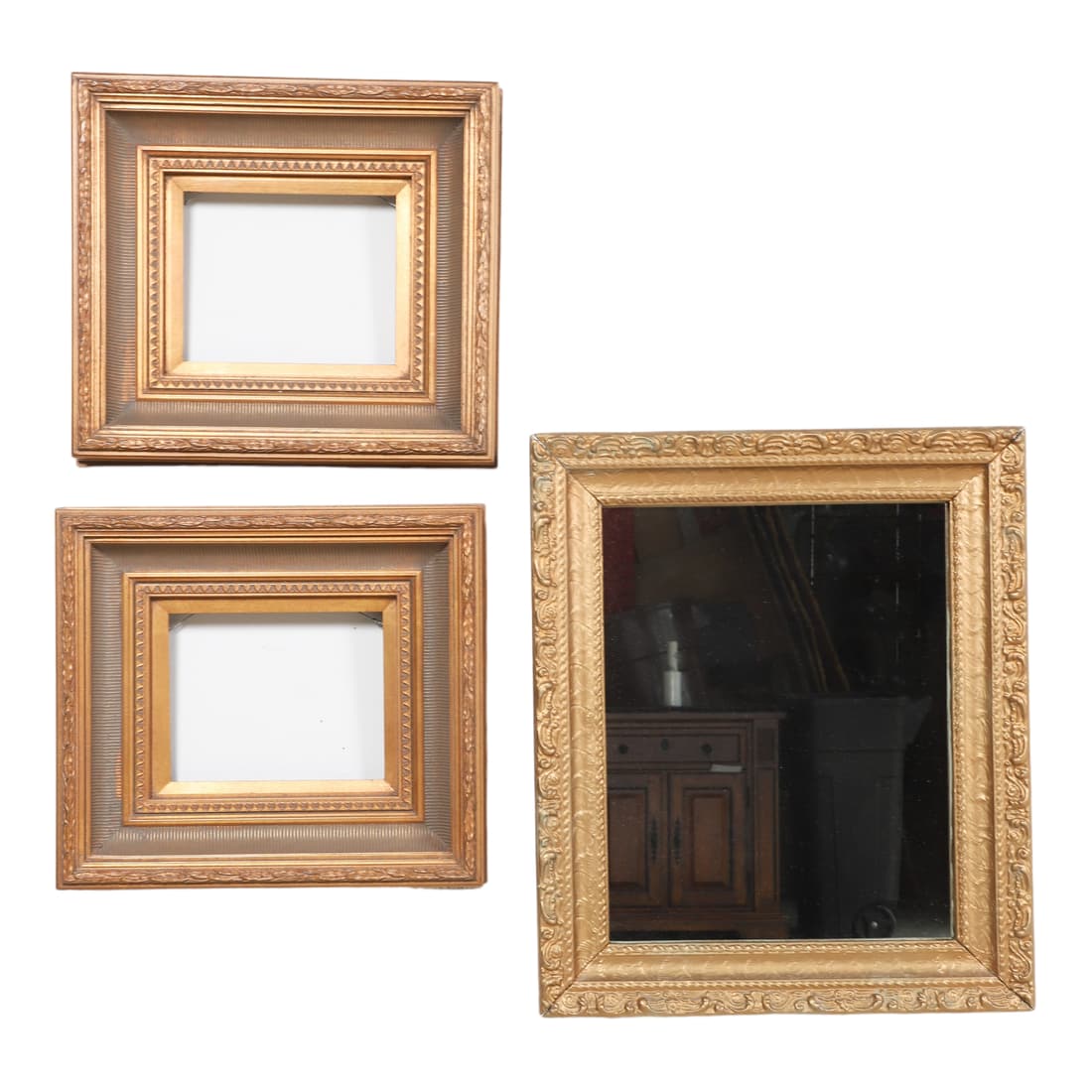 Pair Italian style gilt frames and Italian style gilt hanging wall mirror (1 of 3)
