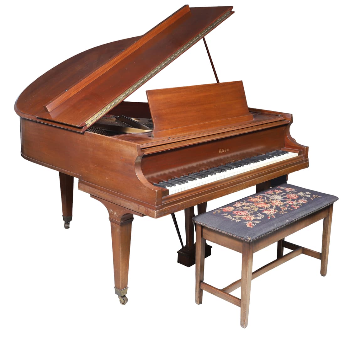 Baldwin mahogany baby grand piano w/bench (1 of 15)