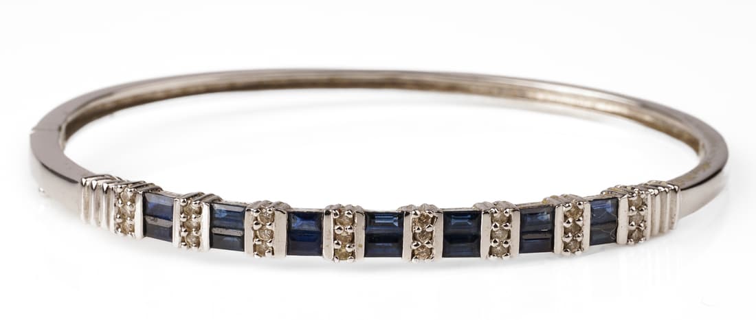 14K White Gold and Sapphire Bangle Bracelet (1 of 3)