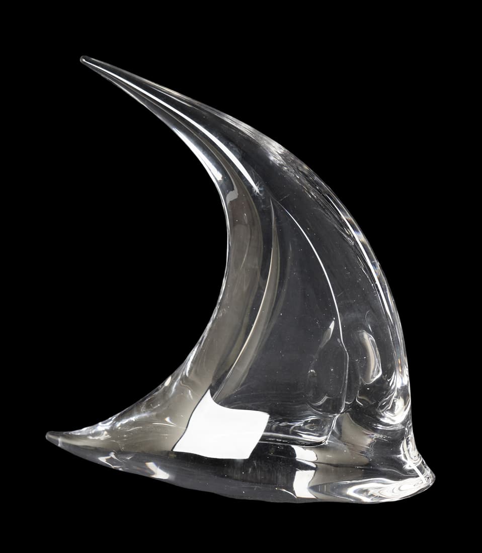 Mario Brogi Italian Art Glass Fish Sculpture: Mario Brogi Italian art glass angel fish, Limited Edition 296/750, signed on base, 11-1/4" h