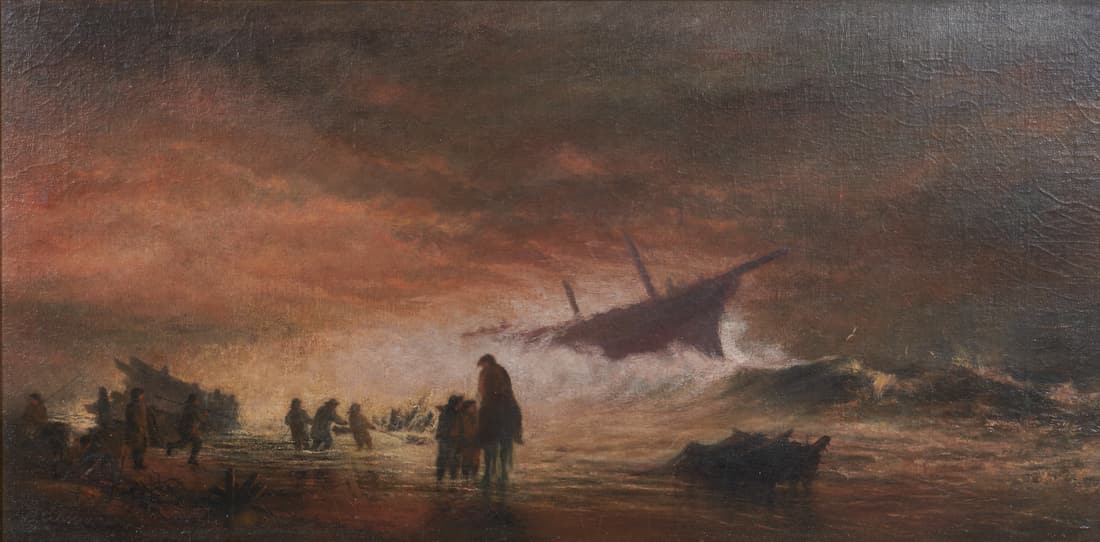 B G Tobey "Coastal Shipwreck" Painting (1 of 4)