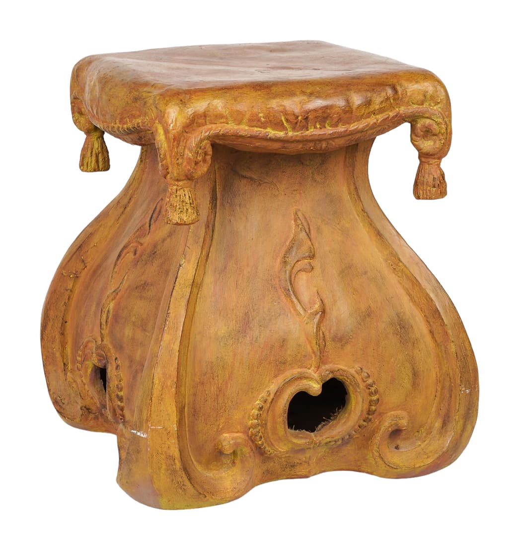 Faux Tasseled and Cushioned Vanity Stool (1 of 1)