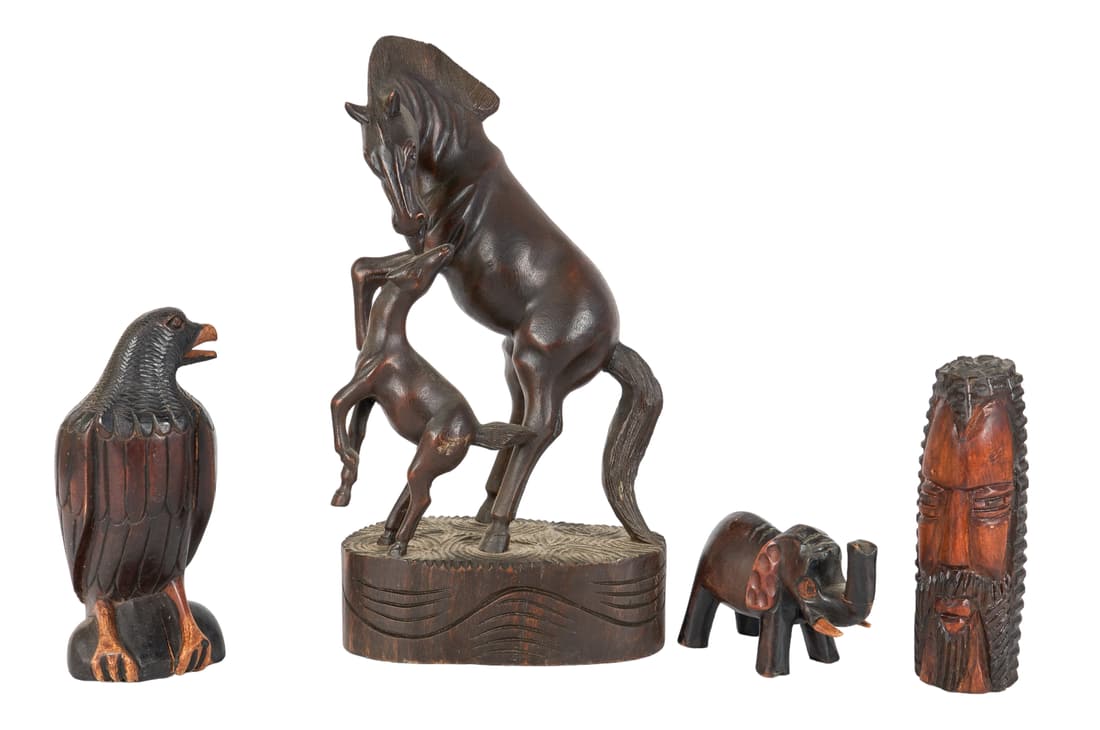 (4) Wood Carved Sculptures (1 of 1)