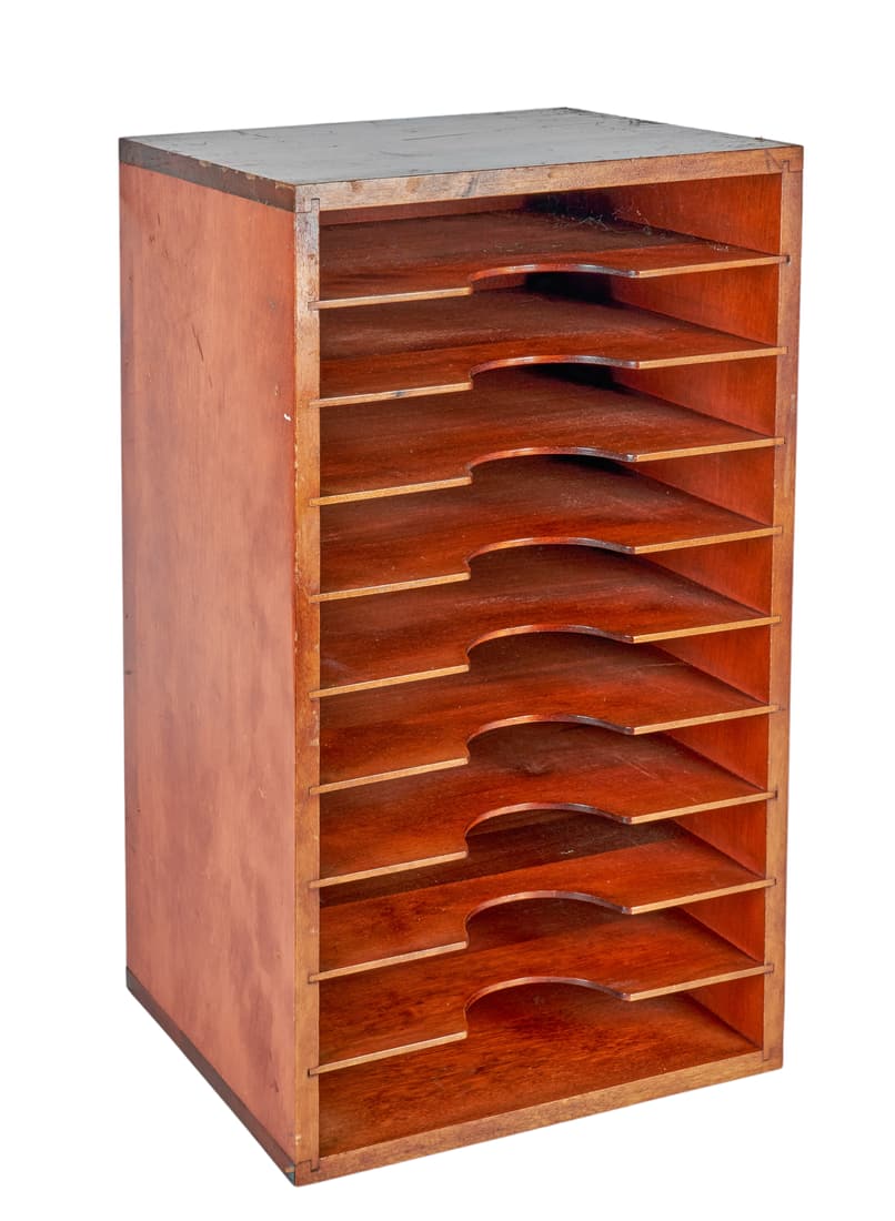 10-Shelf Wood File Stand: 10-Shelf Wood File Stand, 23"H x 13 1/4"W x 11 1/4"D