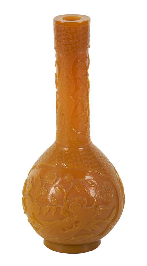 Chinese Yellow Peking Glass Bottle Vase (1 of 10)