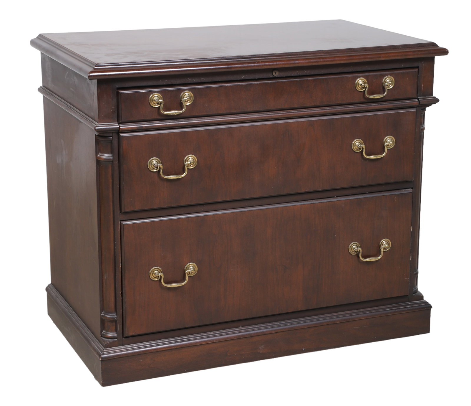 OFS mahogany 2 drawer lateral file: OFS mahogany 2 drawer lateral file, 30"h x 36"w x 21"d