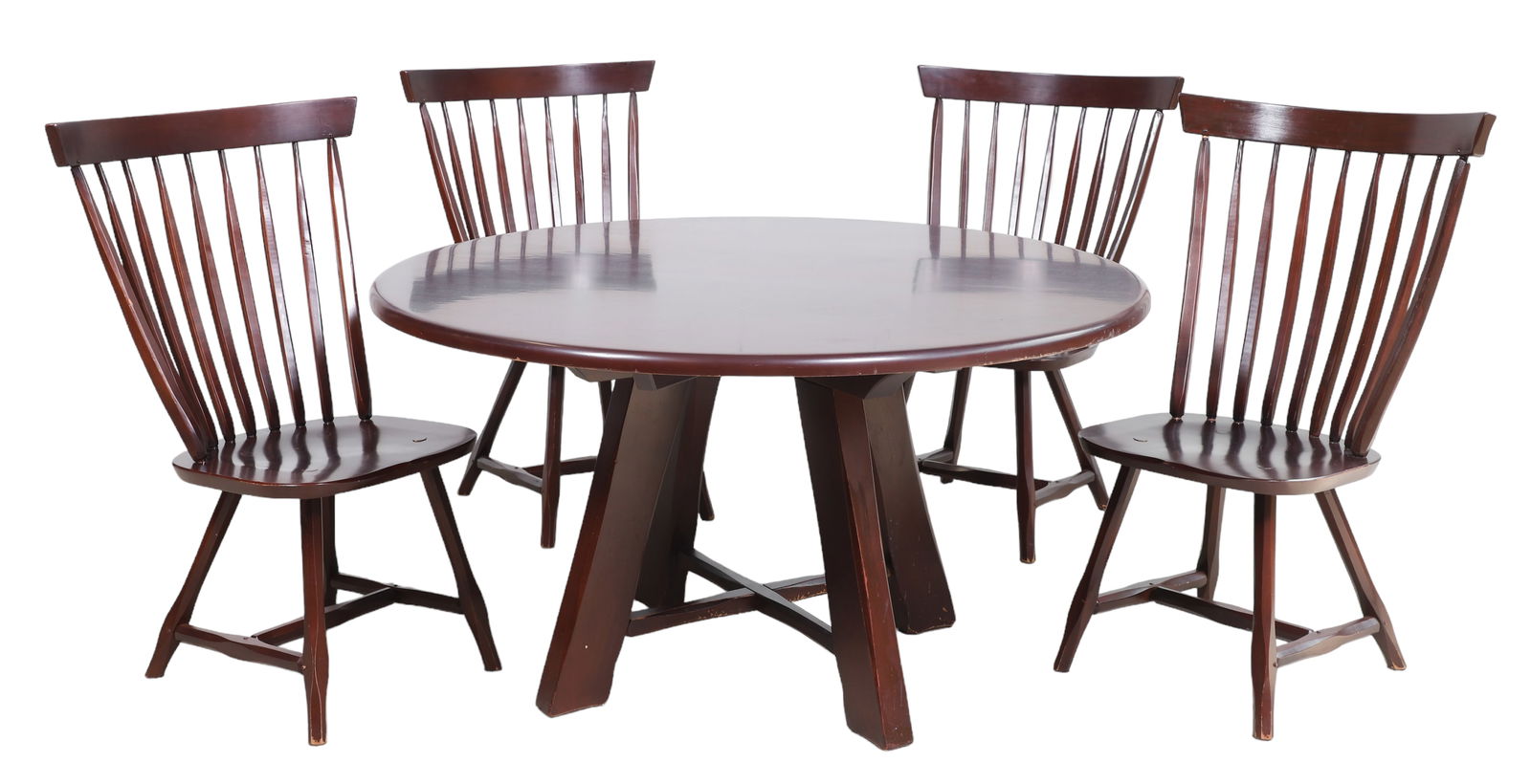 (5) pc Hunt Country cherry dining set: (5) pc Hunt Country cherry dining set, c/o 4 side chairs, round dining table, 29-1/2"h x 52"diameter