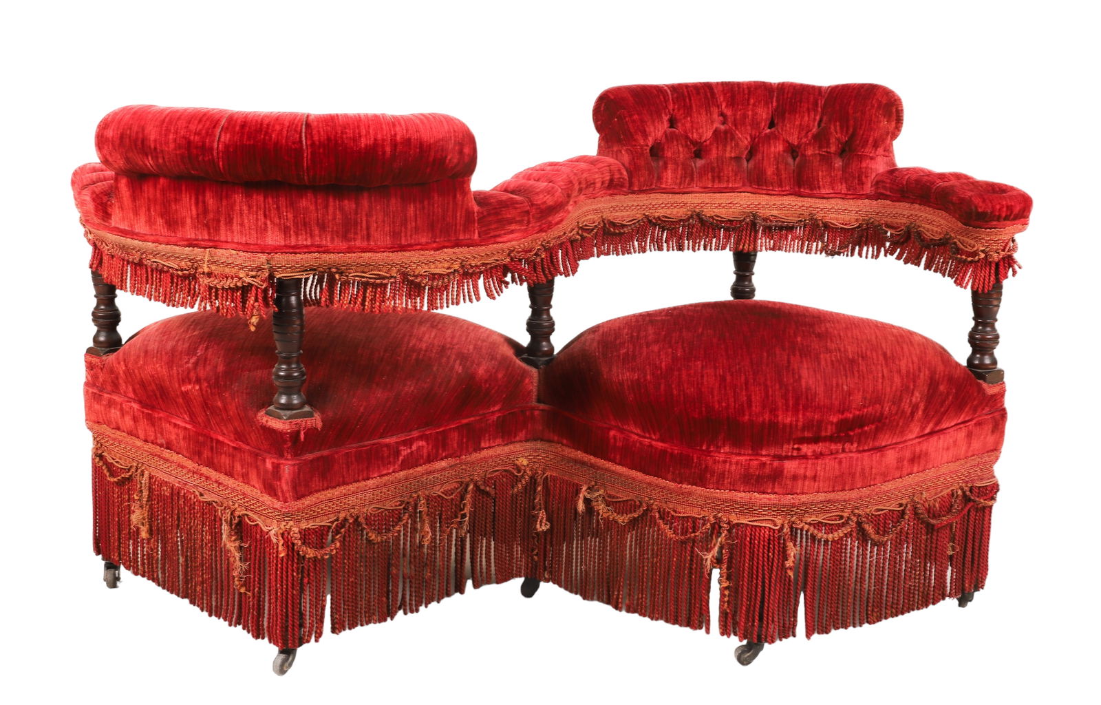 Victorian tufted upholstered tete e tete (1 of 3)