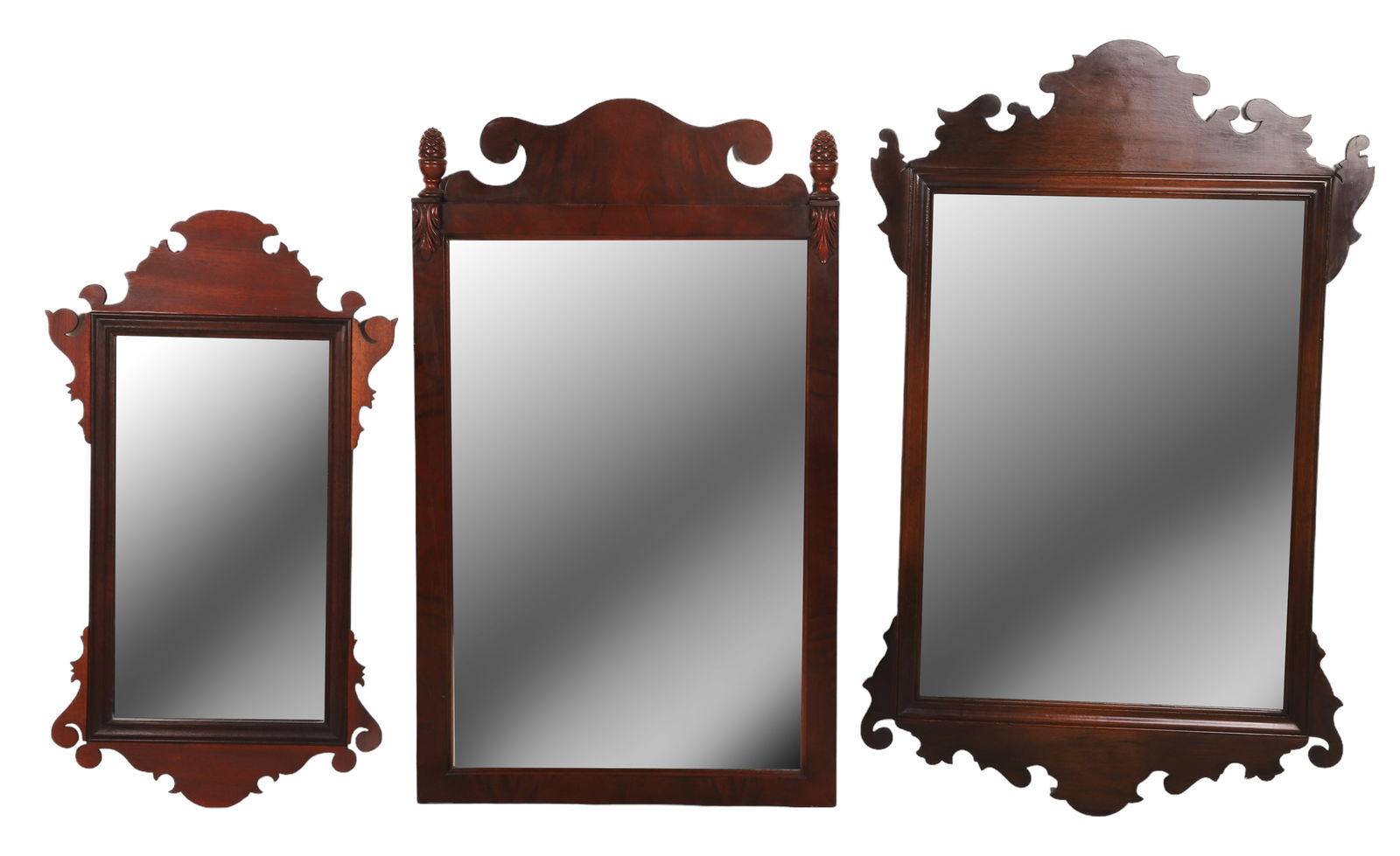 (3) Chippendale style mahogany hanging wall mirrors (1 of 1)