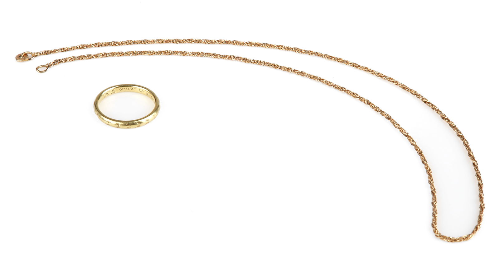 18K Yellow Gold Chain and Wedding Band (1 of 4)
