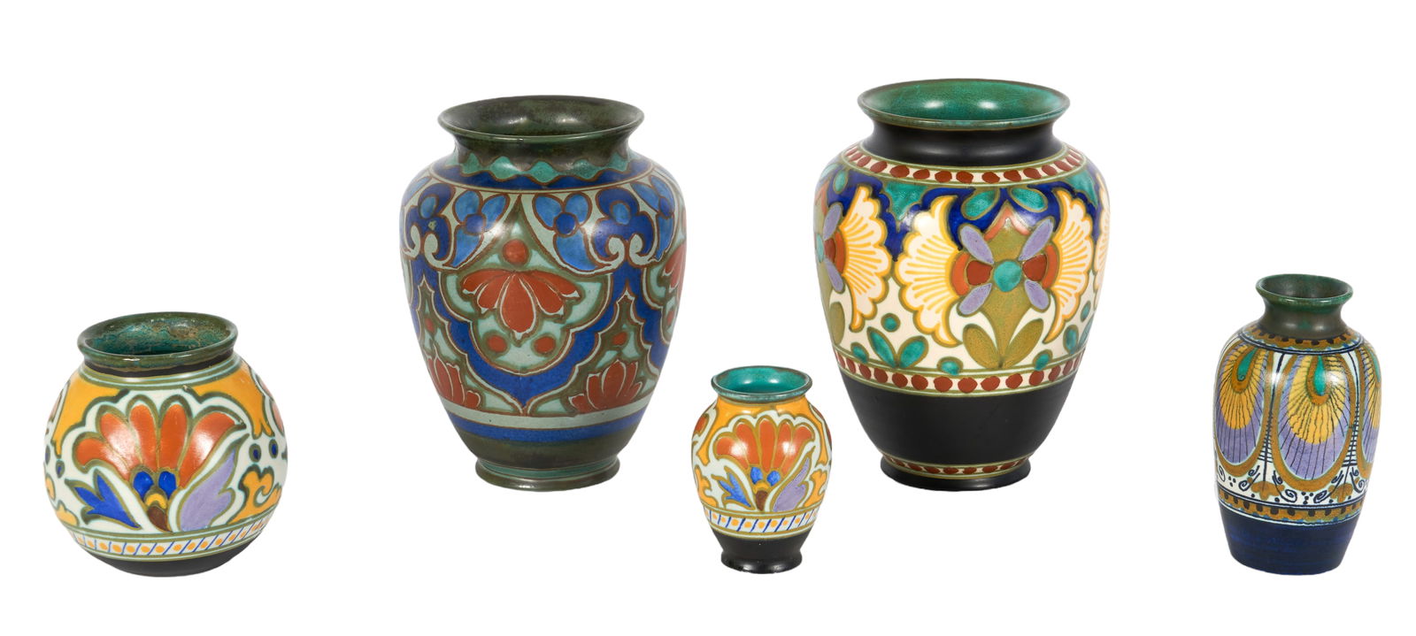 (5) Gouda Pottery Vases (1 of 2)