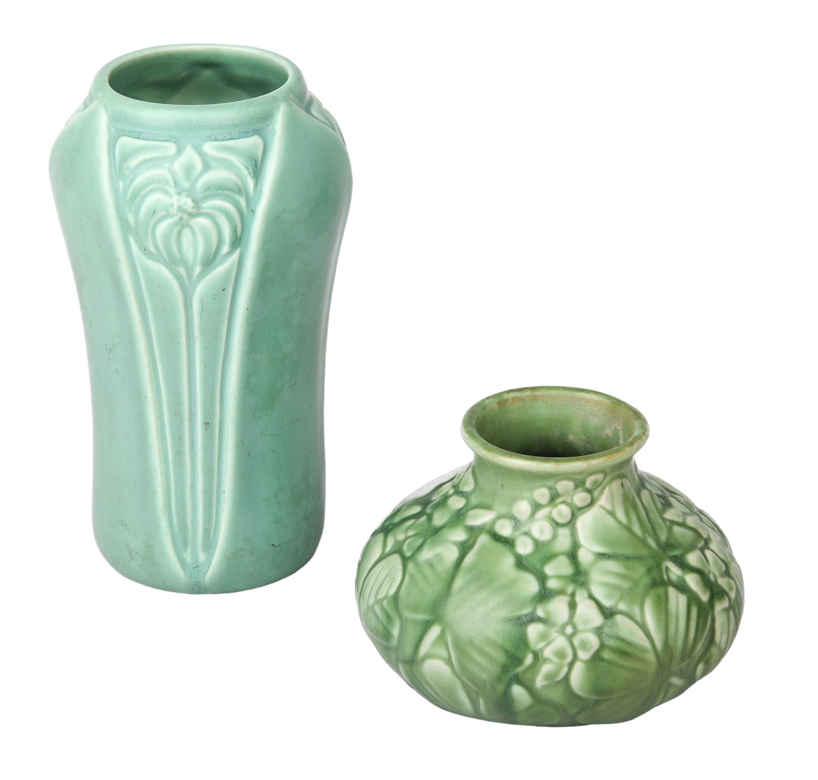 (2) Rookwood Blue-Green Embossed Vases (1 of 2)