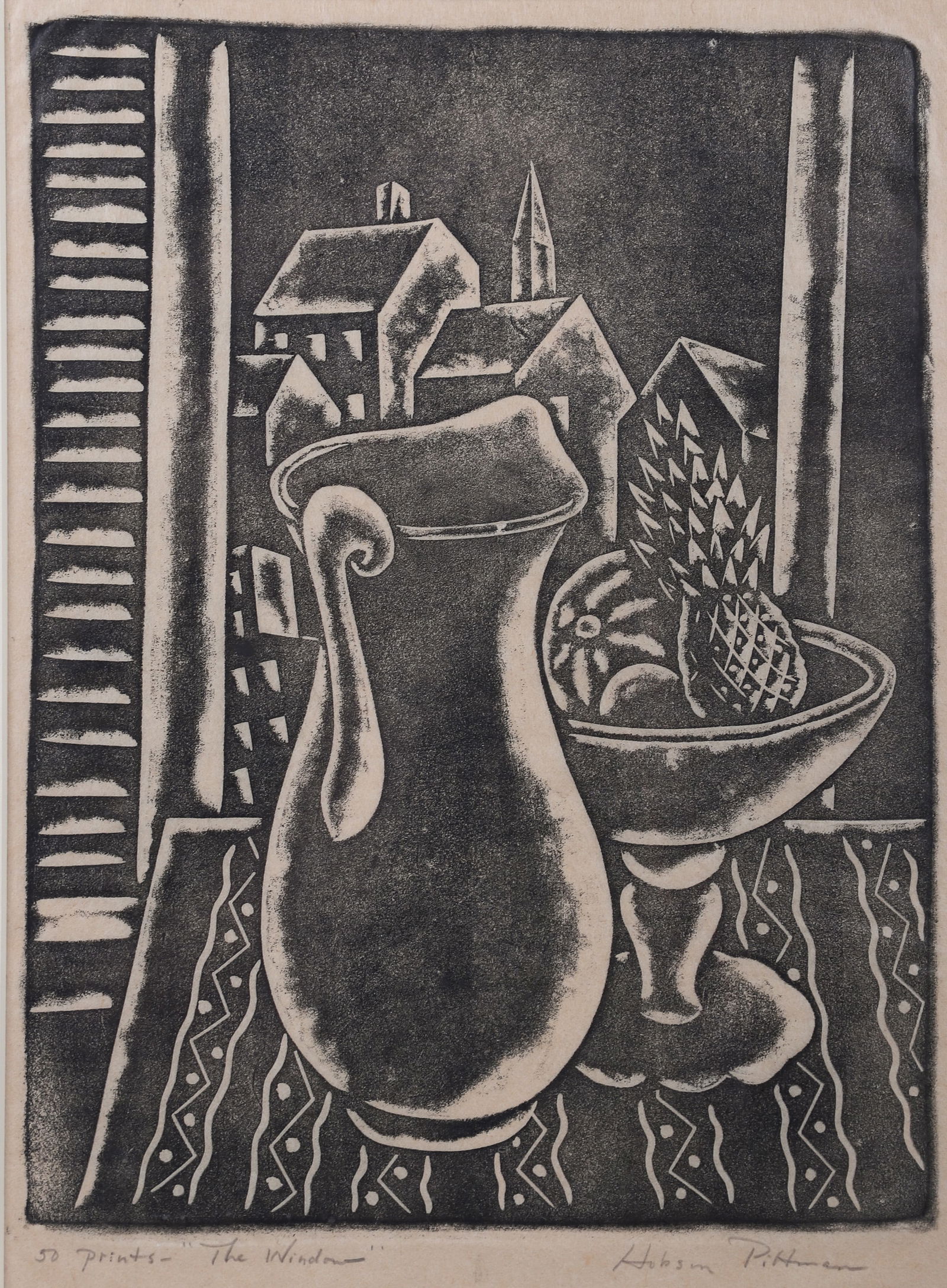 Hobson Pittman Woodcut "The Window" (1 of 5)
