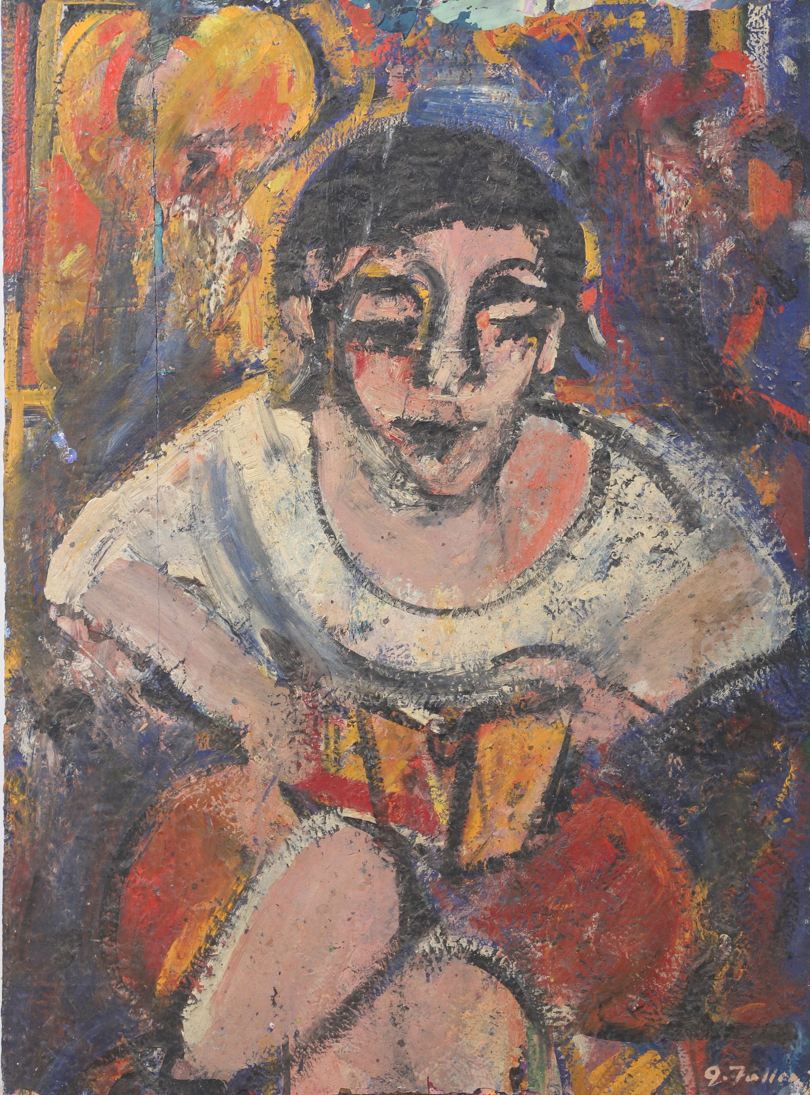 Expressionist Portrait Painting signed Fuller (1 of 4)