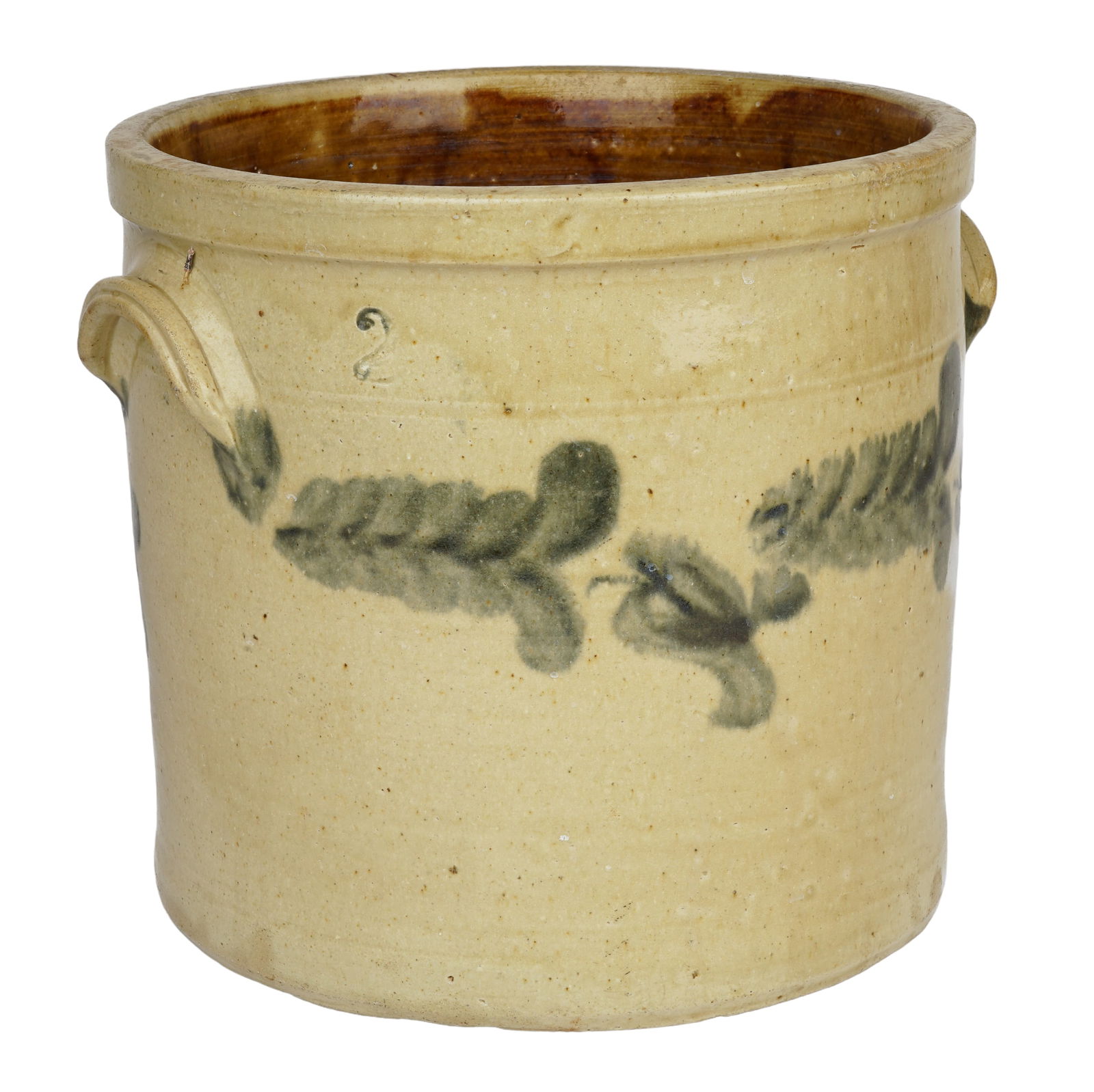 Blue Decorated Stoneware Crock (1 of 3)