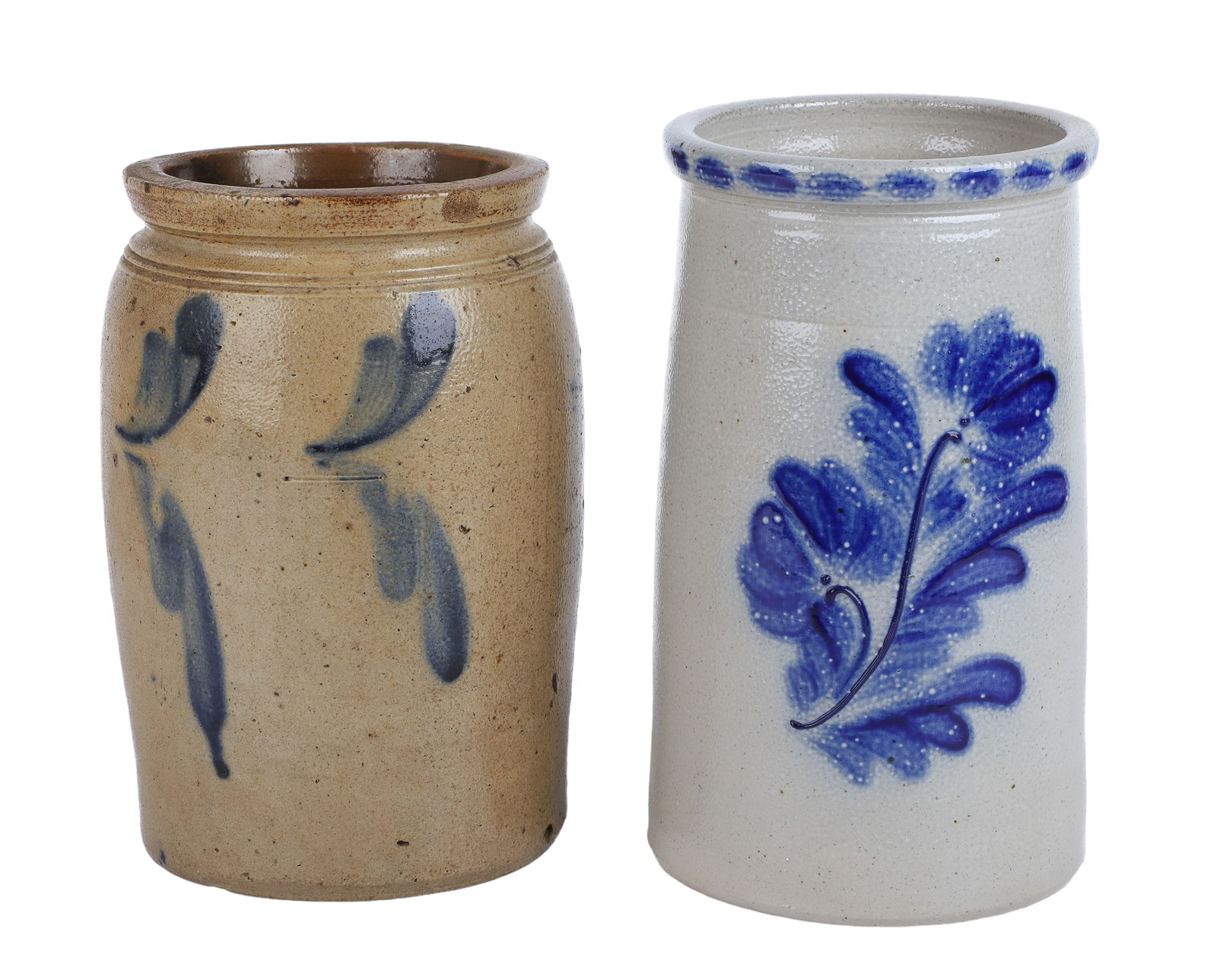 (2) Blue Decorated Stoneware Jars (1 of 3)