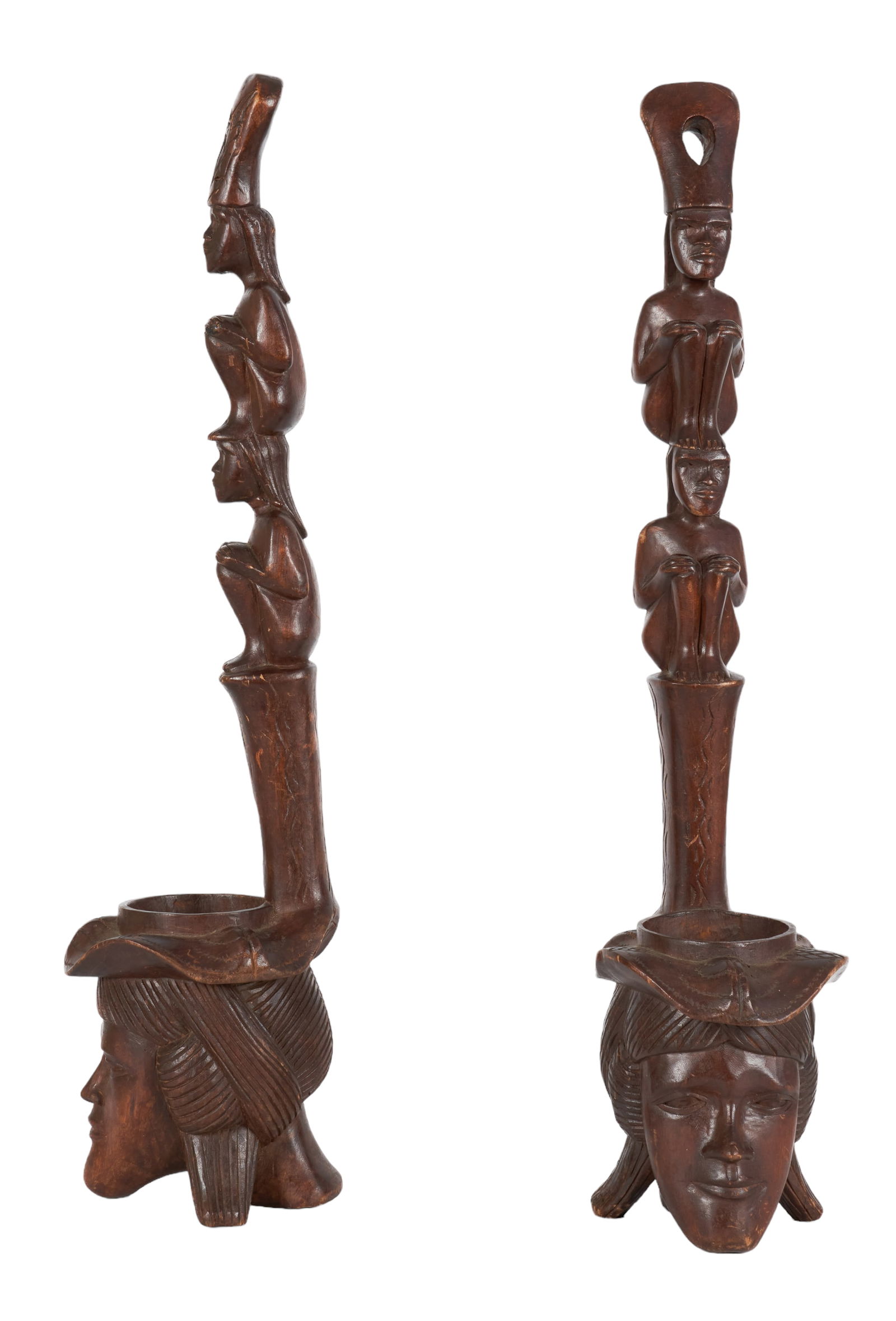 Pair of African Carved Wood Water Dippers (1 of 2)