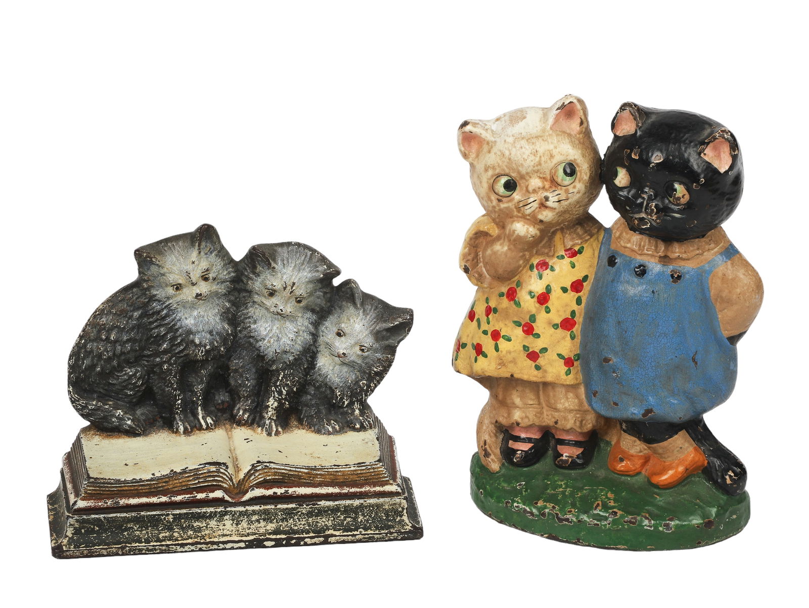(2) Whimsical Cast Iron Cat Doorstops (1 of 2)