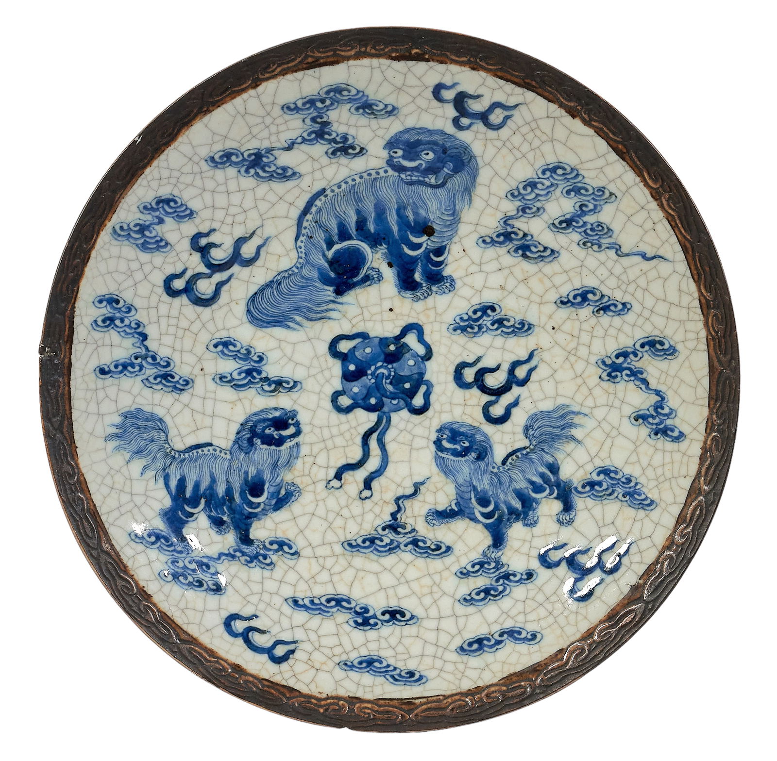 Chinese Blue & White Foo Dog Charger (1 of 6)