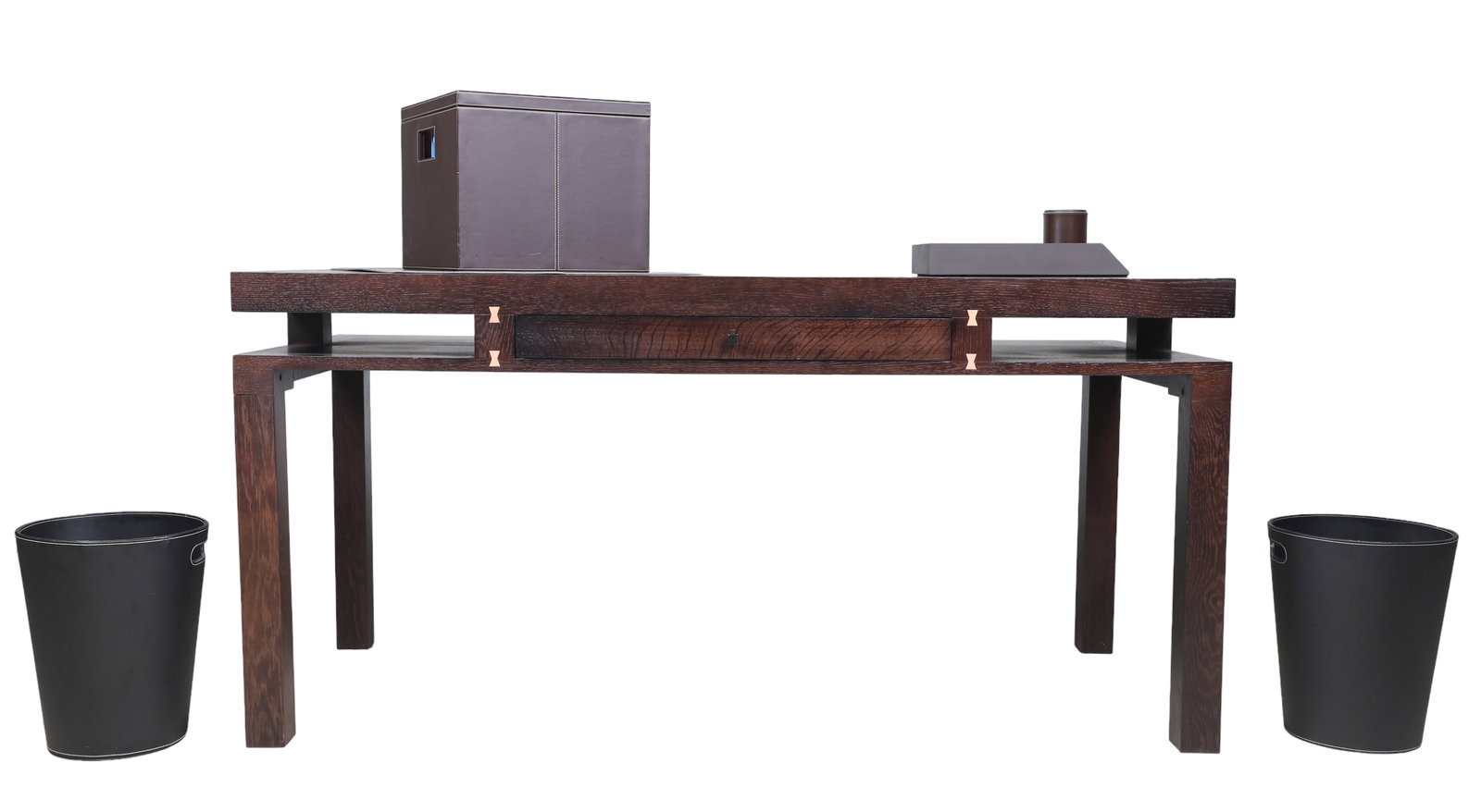 Contemporary ebonized one drawer desk (1 of 9)