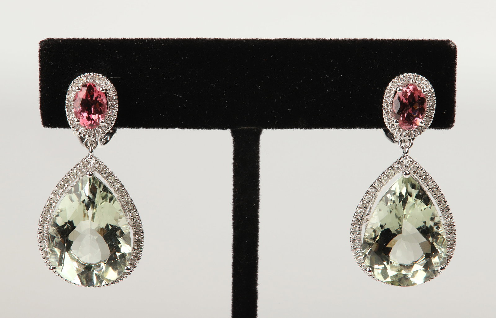 14K White Gold Multi-Stone Teardrop Earrings (1 of 4)