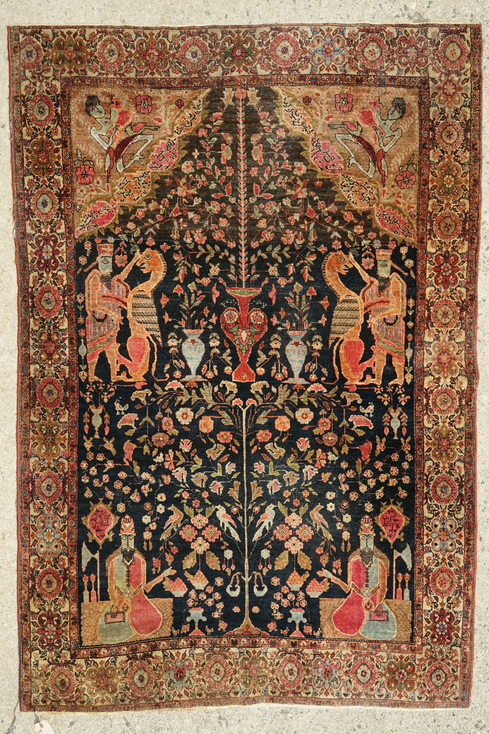 4'4" x 6'2" Antique Sarouk Prayer  Rug (1 of 12)