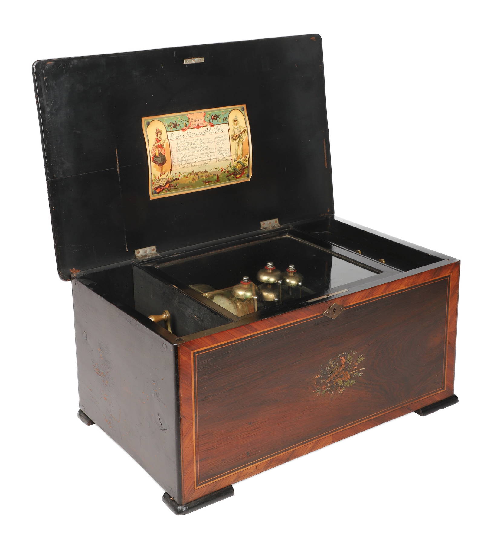 Inlaid Rosewood 8 Tune Swiss Cylinder Music Box Auction