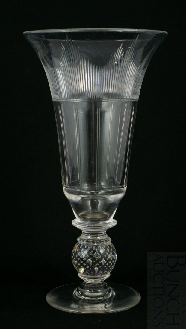Pairpoint vase with controlled bubble stem, 13" t: Pairpoint vase with controlled bubble stem, 13" tall