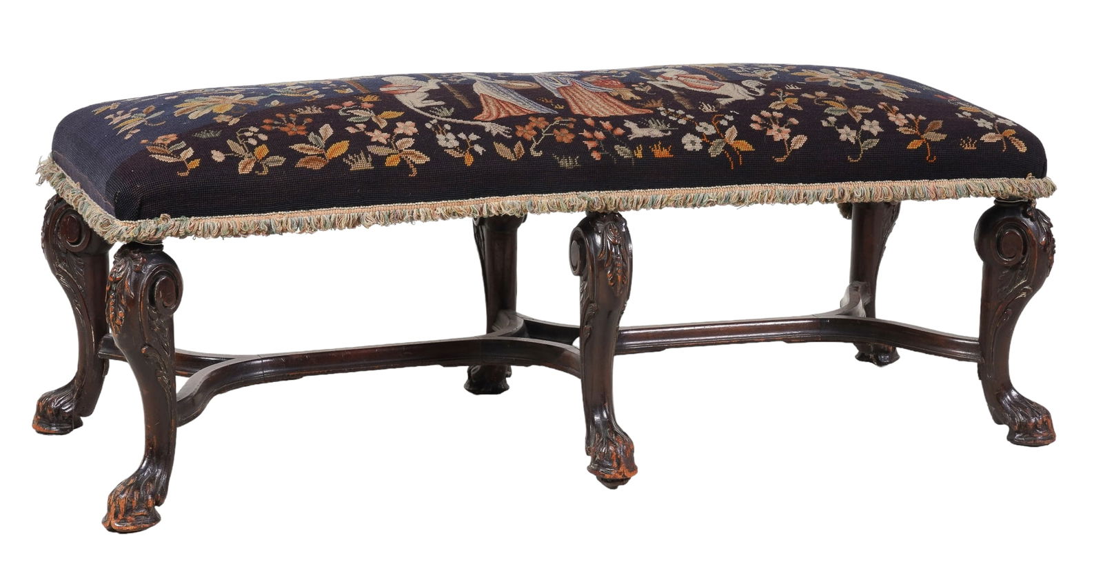 Italian style carved needlepoint bench (1 of 5)