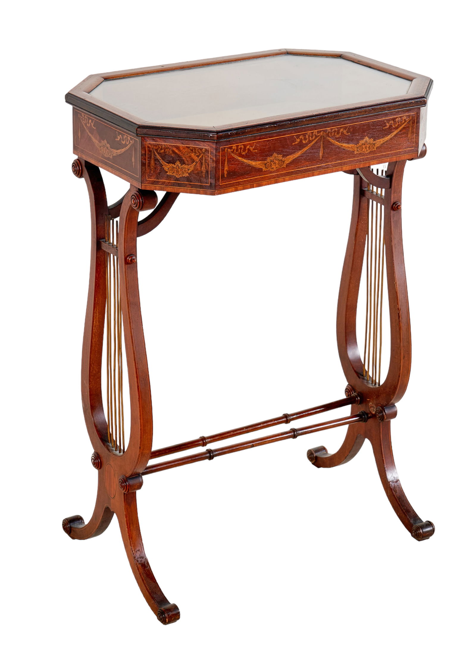 French style inlaid vitrine table (1 of 4)