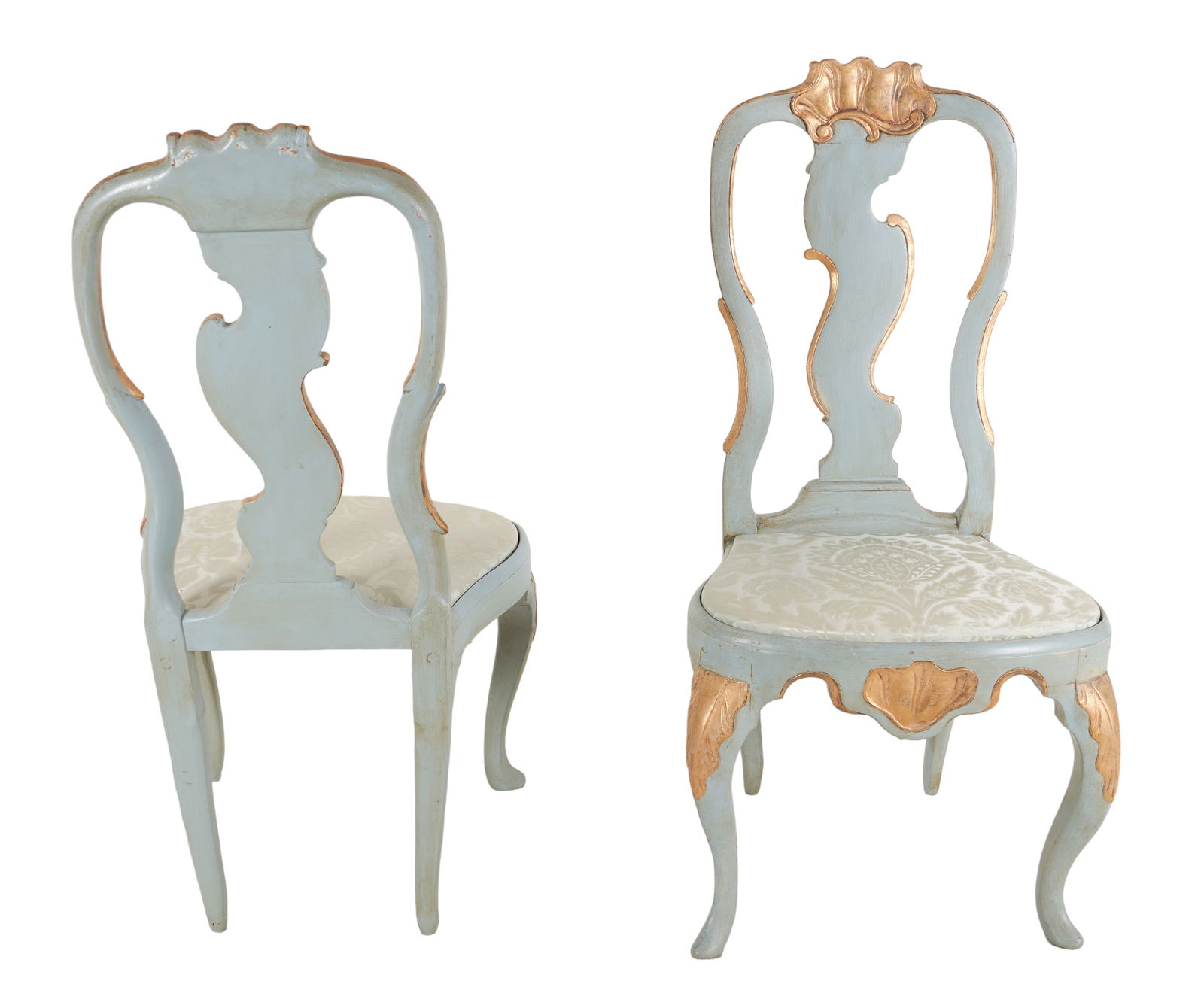 Pair French style paint decorated side chairs (1 of 2)