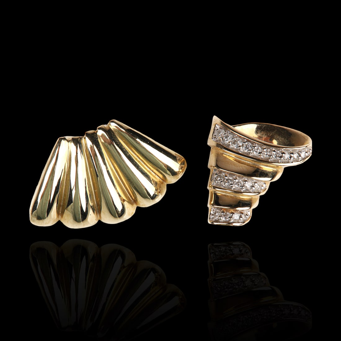 (2) 14K Yellow Gold and Diamond Slides (1 of 6)