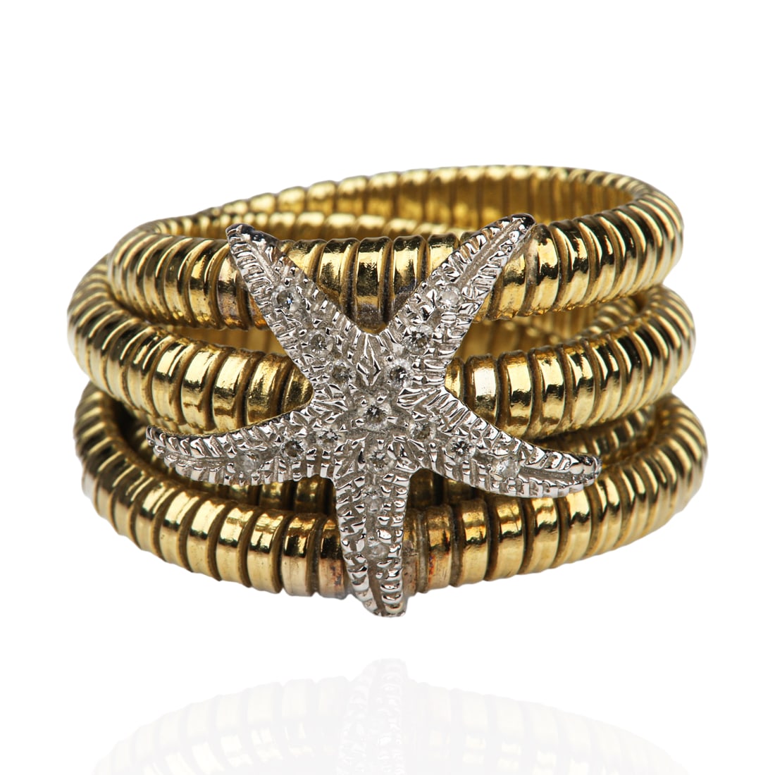 18K 2-Tone Diamond Pave Starfish Ring (1 of 4)