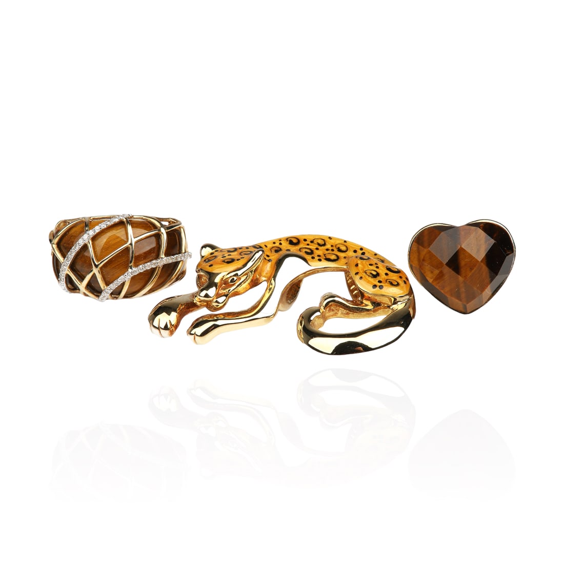 (3) 14K Leopard Slide and Tigers Eye Rings (1 of 14)
