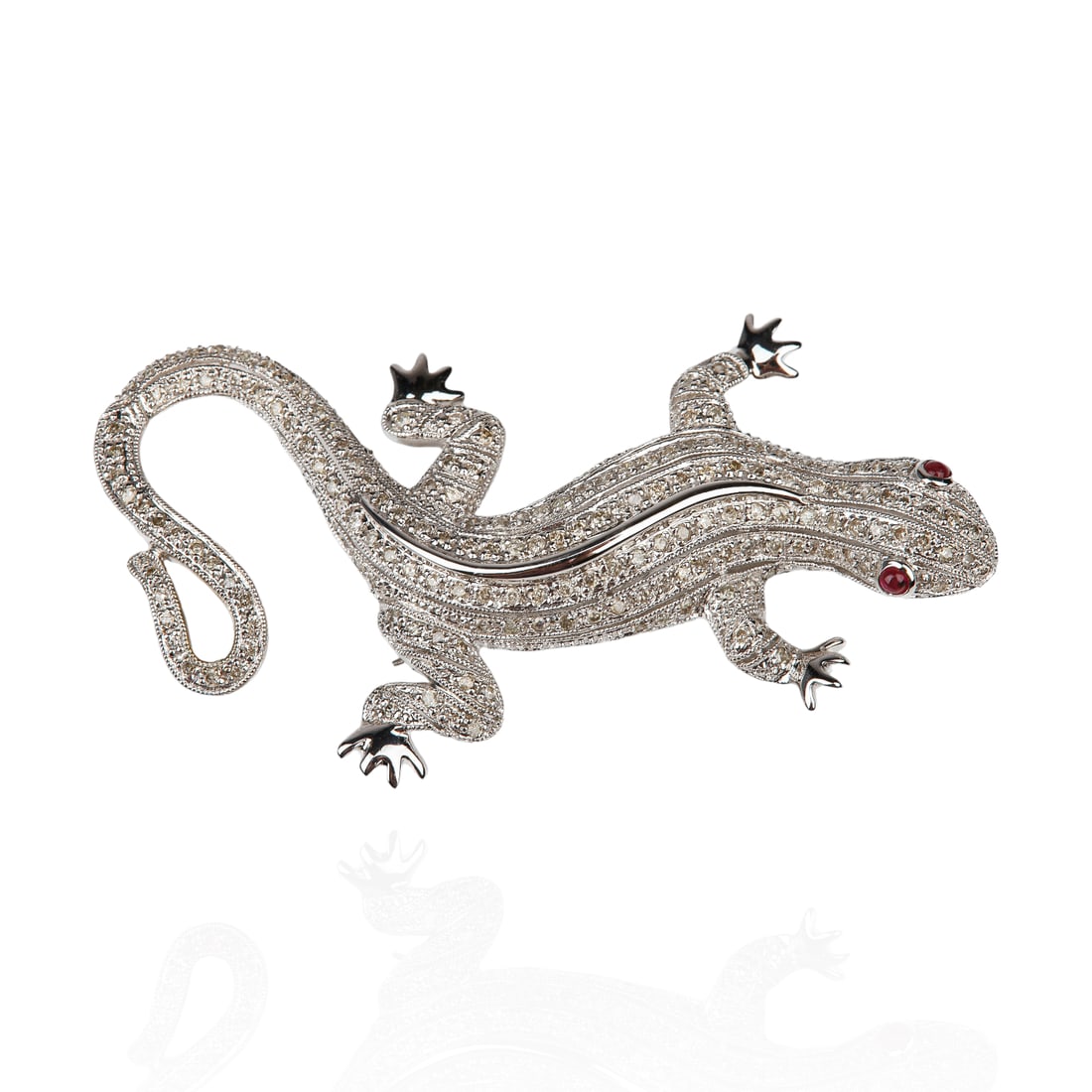 A 14K White Gold Diamond Pave Gecko Brooch (1 of 3)